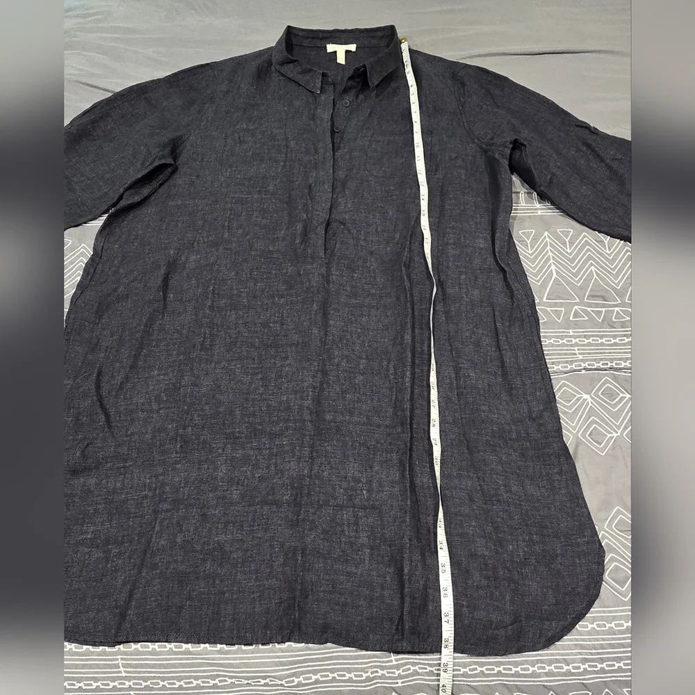Eileen Fisher 100% Organic Linen Henley Shirt Dress Size XL - Picture 3 of 10